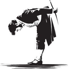 Monochrome Illustration: Bowing Conductor After a Classical Musi