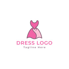 Love Dress Logo Pink Dress Icon for Fashion Branding