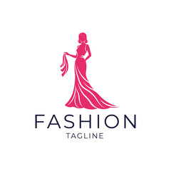Elegant Fashion Logo Featuring a Woman in a Flowing Gown