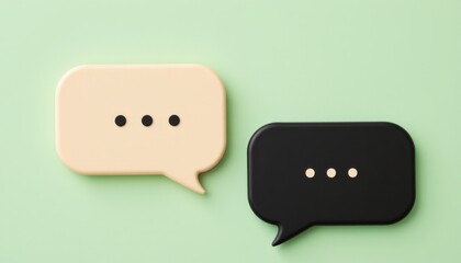 Cute Cartoon Conversation Icons Pastel Green Background