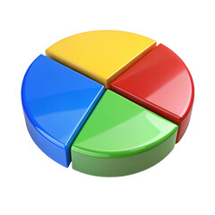 Obraz premium Colorful 3D Pie Chart with Four Segments on Black Background