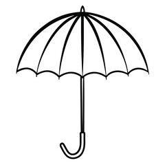 Stylized Outline of an Open Umbrella with a Curved Handle drawing