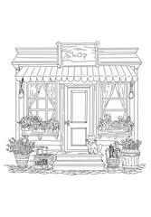お店の線画イラスト
