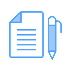 Paper And Pen Blue Icon