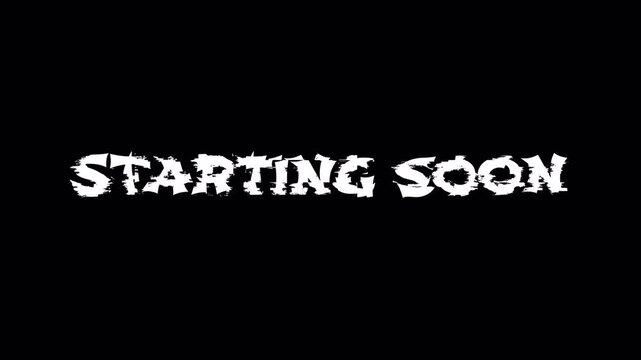 text message streaming we'll be starting soon text with glitch and reflection on black background