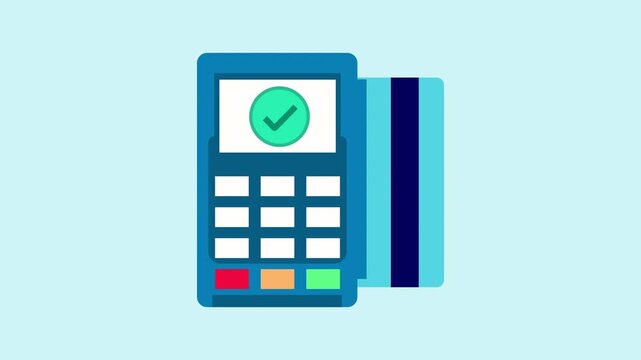 Payment card swiped for financial transactions 2d animation with alpha matte