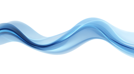 Blue and White Flowing Wave on transparent background.