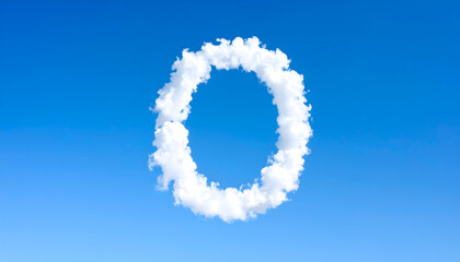 Fototapeta premium Cloud Formation Of Letter O Against Bright Blue Sky Background