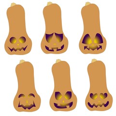 Jack-o'-Lantern Halloween Pattern (Ver. D) – Transparent Pumpkin Icons (JPG Version)	