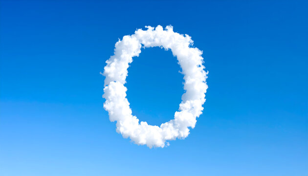 Cloud Formation Depicting The Number Zero Against Bright Blue Sky Background
