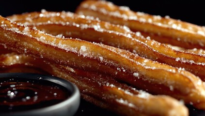 Close-up of churros dusted with sugar