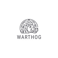Warthog logo with fierce, rugged style for strong and untamed branding.