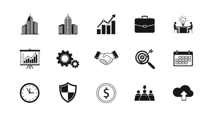Illustration of collection of business and finance icons isolated on white background