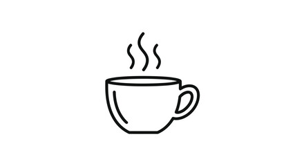 Illustration of hot coffee cup with steam isolated on white background