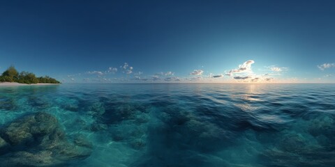 Ocean sunset hdr panoramic view 360 degrees