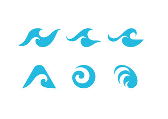 waves icon set vector. wave vector art as icon, symbol, illustration and logo in blue.