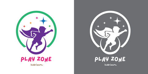 Bright and cheerful kindergarten logo design vector, perfect for early education branding.