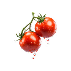 a few flying tomatoes captured in mid-air