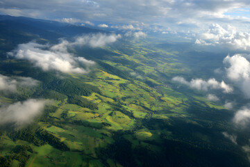 Alpine Valley with Clouds