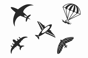Obraz premium Collection of airplane silhouette isolated on white background for travel