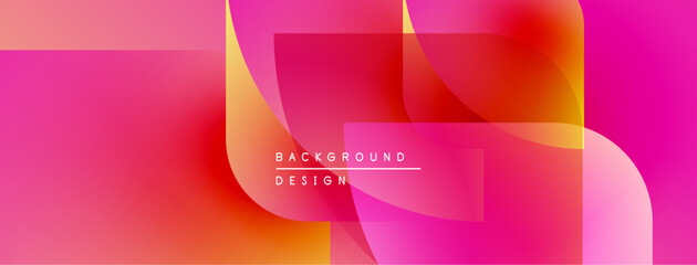 Abstract gradient shapes overlap, creating vibrant pinks, oranges, yellows. Modern design feels energetic, dynamic. Text reads background design.