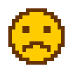 Sad Pixel Emojis: Emotional Duo Set, Pixelated Moods: Retro Smiley and Frowny Face Art, Opposite Expressions: 8-bit Sad Icons