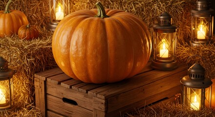 Pumpkin on Wooden Crate