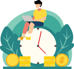 Time management and money investment illustration