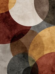 Abstract Geometric Composition Featuring Overlapping Circles in Warm Tones With Textured Background