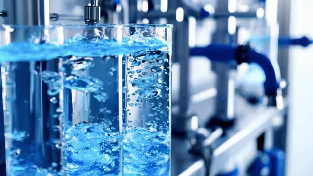 Close-up of a reverse osmosis unit filtering water, showcasing the intricate filtration process and pure water output. Ideal for illustrating water purification and clean water technology..
