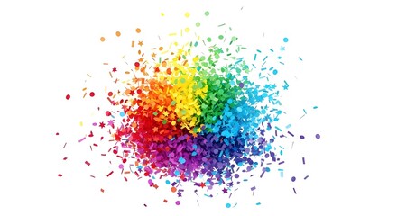 Vibrant rainbow confetti explosion for celebrations, parties, and adding colorful joy to designs