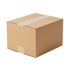 Sealed cardboard box for shipping and storage isolated on transparent background