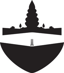 Fototapeta premium Black and white vector logo a geometric and symmetrical silhouette of a padel court on a white background. The design is elegant, simple, and visually clear.