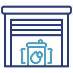 Garage icon a closed storage area or disposal facility for water, hazardous waste, fuel or oil for use in an industrial facility or factory