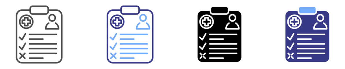 medical record icon set multiple style
