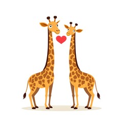 Naklejka premium Two giraffes sharing a heartfelt moment