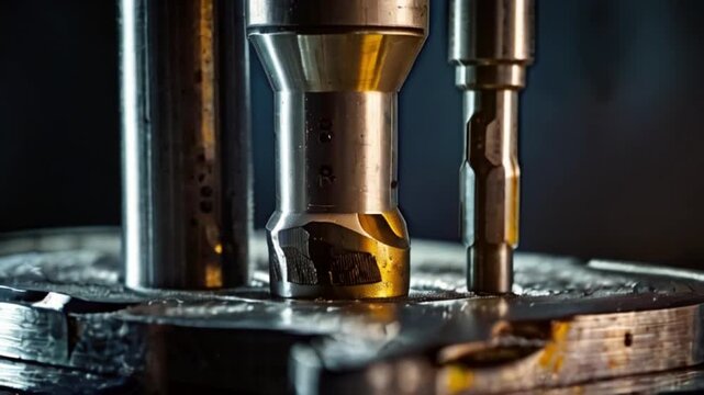 Precision and Power Closeup of a Drill Bit Boring into Metal. Concept Industrial Tools, Metalworking, Closeup Photography, Precision Engineering created with generative ai