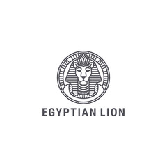 Egyptian lion logo vector icon illustration style