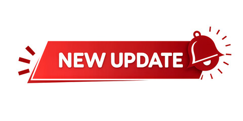 New Update Notification: A vibrant and eye-catching New Update notification graphic with a red banner and a ringing bell, designed to grab attention and announce the arrival of fresh features.