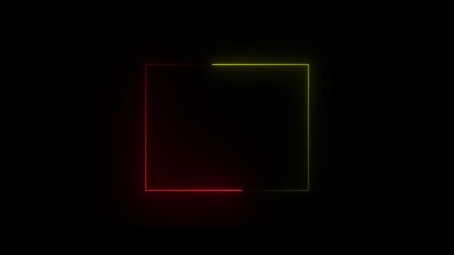 Square frame animation Abstract glowing neon rectangle border frame neon Animation of glowing neon rectangles abstract background.4k video resolution Animation