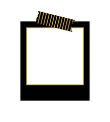 黒色・金色のマスキングテープで貼り付けたフォトフレーム（手描きイラスト）