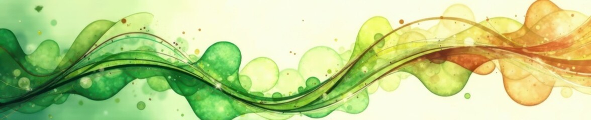 Watercolor arabesque, green & brown swirls Elegant, flowing design , swirls, pattern, watercolor