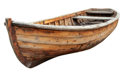 wood boat on white background