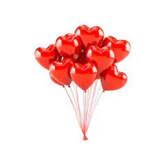 A collection of vibrant red heart-shaped balloons
