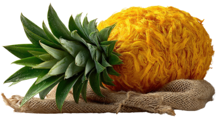 Golden Pineapple: A vibrant pineapple, its textured skin radiates with sunshine hues, crowned with emerald fronds and a reminder of tropical delight. 