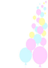 カラフルな風船・ベビーカラーの風船のイラスト・右側配置用