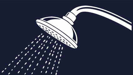 Shower head illustration for bathroom design and plumbing needs with water droplets falling down
