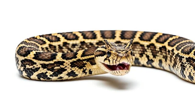 Closeup of a Python Snake Displaying Aggressive Posture with Open Mouth