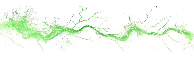 Green energy stream, digital art, white background, design element