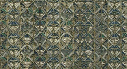 Elegant Art Deco Style Seamless Pattern with Gold Accents, Repeating Geometric Design